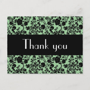Floral Rokoko Wedding, vielen Dank Postcard Postkarte