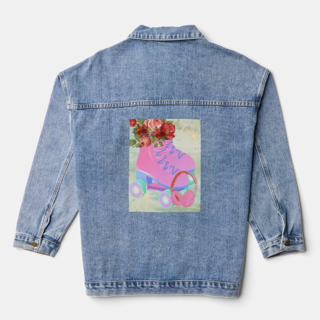 "Floral Roller Skate" Jeansjacke (Rückseite)
