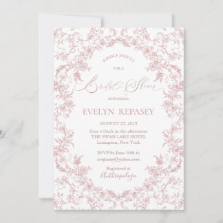 Floral Romance Chinoiserie Mauve Brautparty Einladung