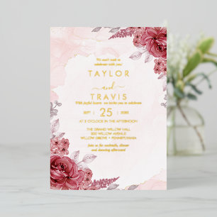 Floral Romance   Goldfoil-Hochzeit Folieneinladung