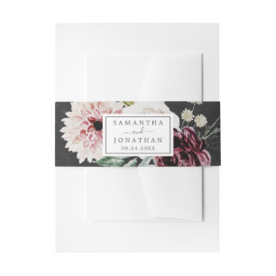 Floral Romance Graue Hochzeit Einladungsbanderole
