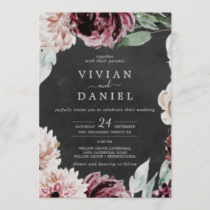 Floral Romance Graue Lässige Hochzeit Einladung