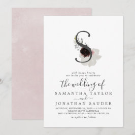 Floral Romance Letter S Monogram Wedding Einladung