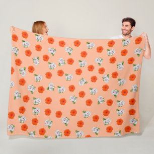 Floral Romance (pfirsichfarbener Hintergrund) Fleecedecke