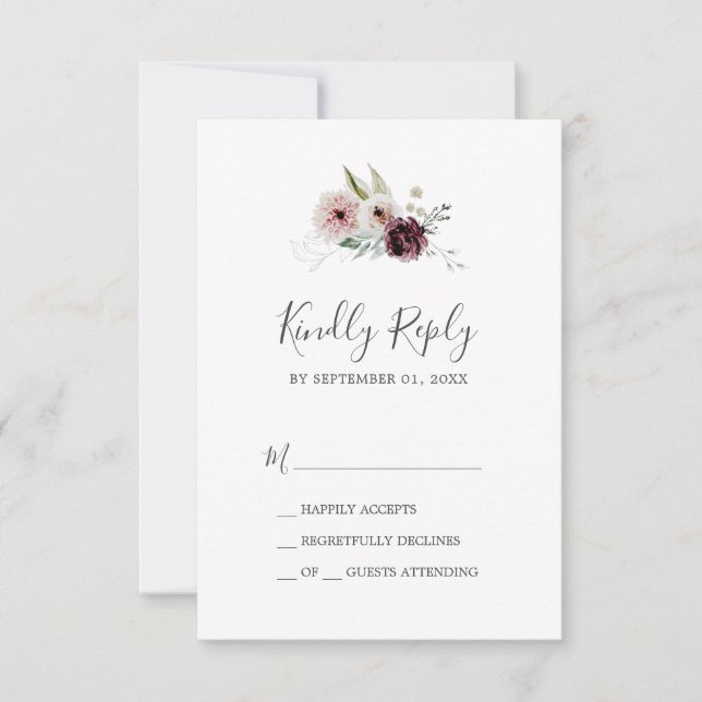Floral Romance Simple RSVP Card (Vorderseite)