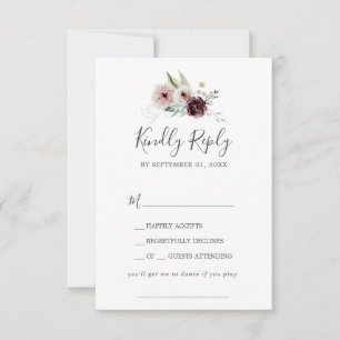 Floral Romance Song Request RSVP Card Karte