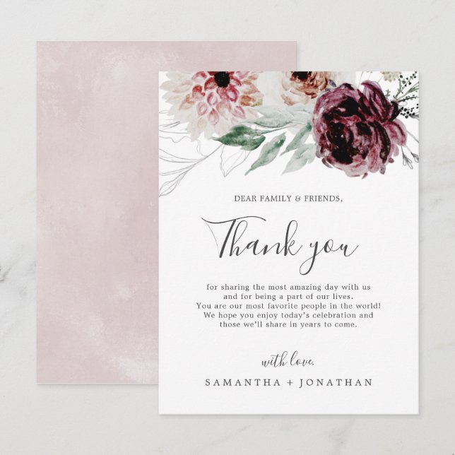 Floral Romance Vielen Dank Empfang Card Postkarte (Vorne/Hinten)