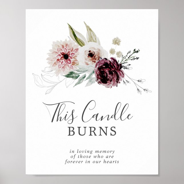 Floral Romance Wedding Memorial Sign Poster (Vorne)