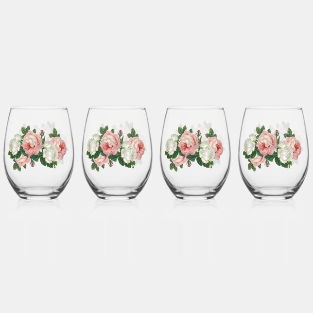 Floral Romance Weinglas Ohne Stiel (Vorderseite)