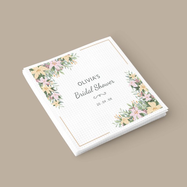 Floral Romantic Bridal Shower Napkin Serviette (Von Creator hochgeladen)