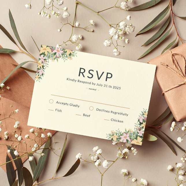 Floral romantic wedding RSVP Card (Créateur téléchargé)