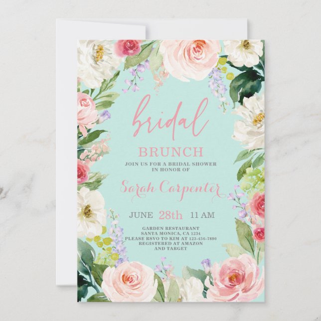 Floral Romantique Bridal Brunch Shoch Invitation (Devant)