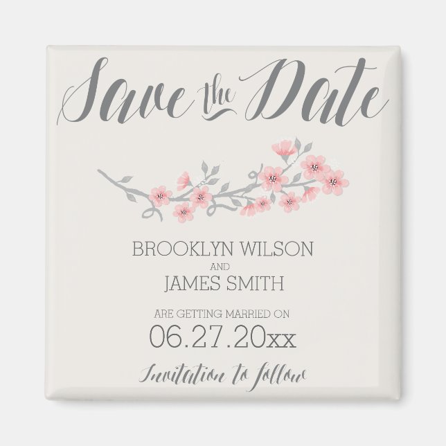 Floral Romantique Magnet Réservez la date Fleurs r (Devant)