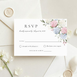Floral Rosa Blaue Hortensien-Hochzeits-RSVP-Karte Einladung