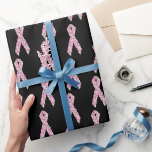 Floral rosa Brustkrebs Überleben Ribbon Geschenkpapier