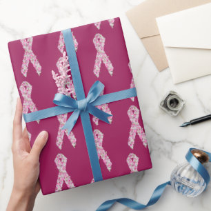 Floral rosa Brustkrebs Überleben Ribbon Geschenkpapier