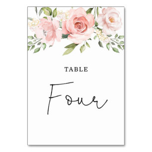 Floral rosafarbene Rosen Hochzeitstisch Nummer Tischnummer