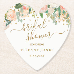 Floral rosafarbenes Gold Konfetti Brautdusche Untersetzer