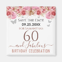 Floral rose 60e anniversaire Save the Date Magnet