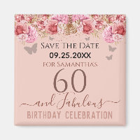 Floral rose 60e anniversaire Save the Date Magnet