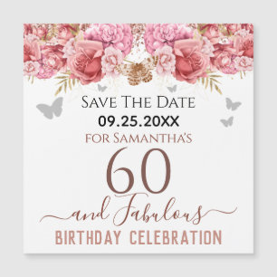 Floral rose 60e anniversaire Save the Date Magnet