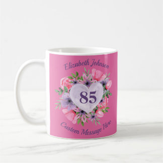 Floral rose 85ème Anniversaire Mug pour femmes