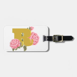 Floral Rose Anfangsbuchstabe Monogramm Name Couple Gepäckanhänger