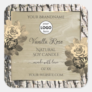 Floral Rose Arbre Grain produit Étiquette Logo