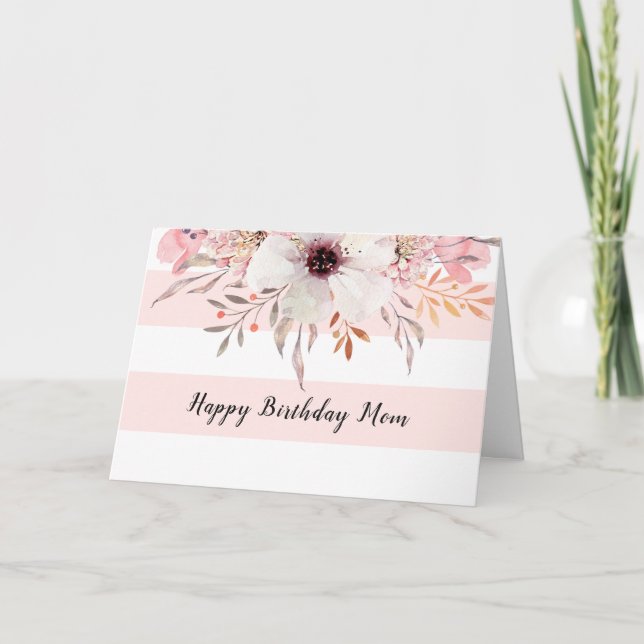 Floral rose blanc Anniversaire ou carte de fête de (Devant)