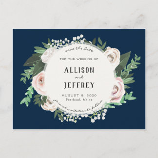 Floral rose blanc vert Enregistrer la date Carte p