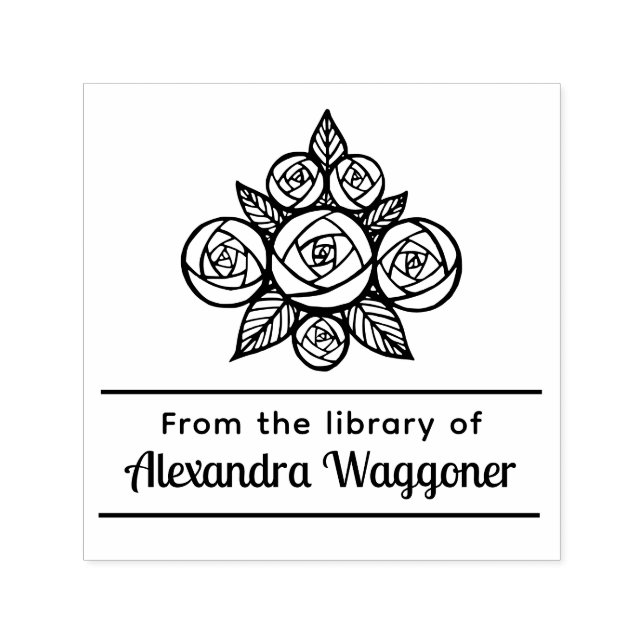 Floral Rose Bouquet "Aus der Bibliothek" Monogram Permastempel (Design)