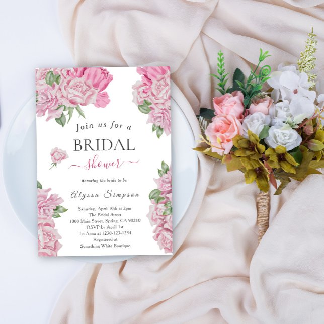 Floral rose Bridal shower Invitation (Créateur téléchargé)