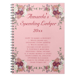 Floral Rose Budget Ledger Einsteiger Notebook Notizblock