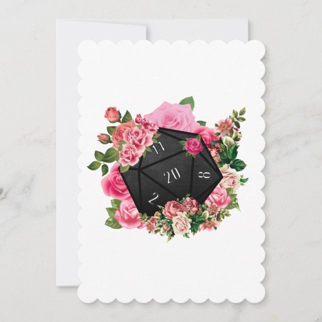 Floral Rose D20 Tabletop RPG Gaming Würfel Einladung (Vorderseite)