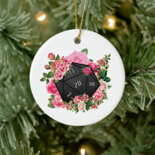 Floral Rose D20 Tabletop RPG Gaming Würfel Keramik Ornament