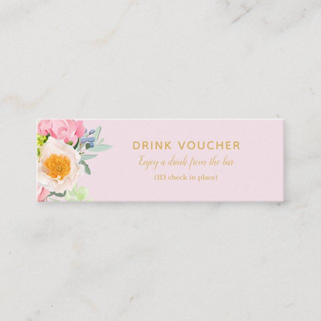 Floral Rose Drink Gutscheine Tickets für Bar (Vorderseite)