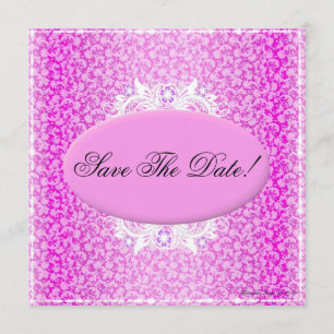 Floral rose et blanc Économisez la date Invitation