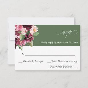 Floral rose et bordeaux 7 non Repas RSVP V2 - Vert