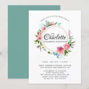 Floral rose et couronne d'or Invitations Christeni