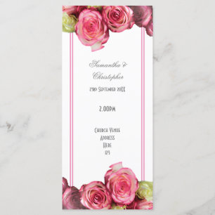Floral rose frontière rose programme de mariage ég