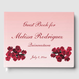 Floral Rose Garden Flowers Quinceanera Livre d'or
