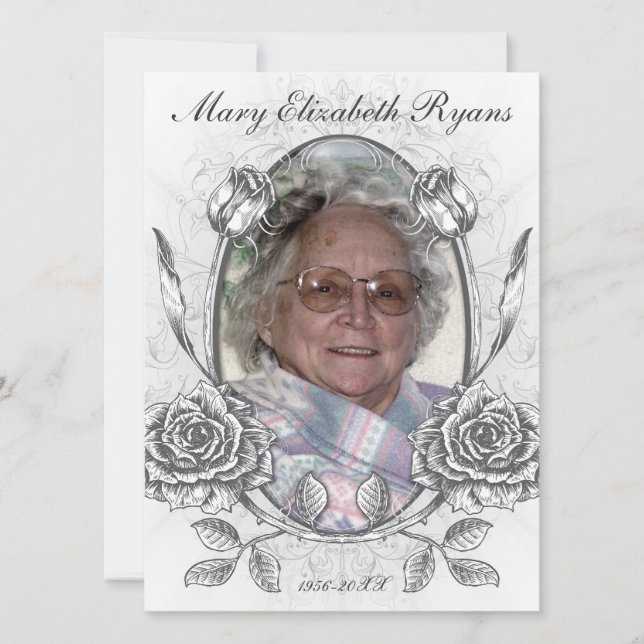 Floral Rose Gedenkgutschein Einladung (Vorderseite)