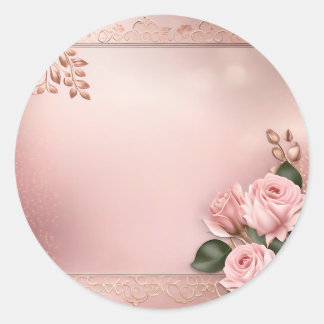 Floral Rose Gold Botanisch Runder Aufkleber