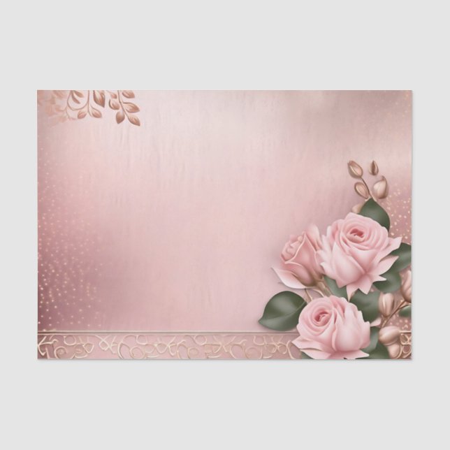 Floral Rose Gold Botanisch Seidenpapier (Vorderseite)