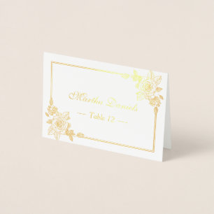 Floral Rose Gold Foil Table Place Escortkarte Folienkarte