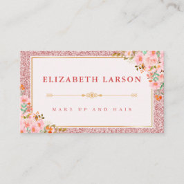 Floral Rose Gold Glitzer Makeup Artist Beauty Visitenkarte
