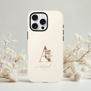 Floral Rose Gold Monogram Letter "A" Elfenbeinkühe Case-Mate iPhone Hülle