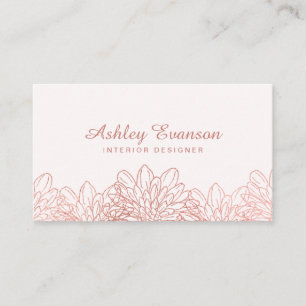 Floral Rose Gold Pink Beruflich Florist Visitenkarte