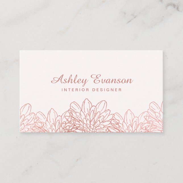 Floral Rose Gold Pink Beruflich Florist Visitenkarte (Vorderseite)