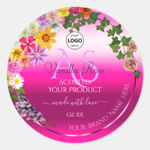 Floral rose Gradient Produit Étiquettes Monogramme